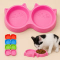 Cute Cat Shape Double Pet Feeding Bowl