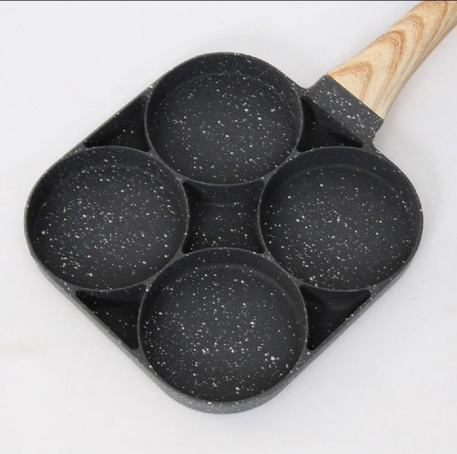 4-Cup Non-Stick Egg Frying Pan with Wooden Handle