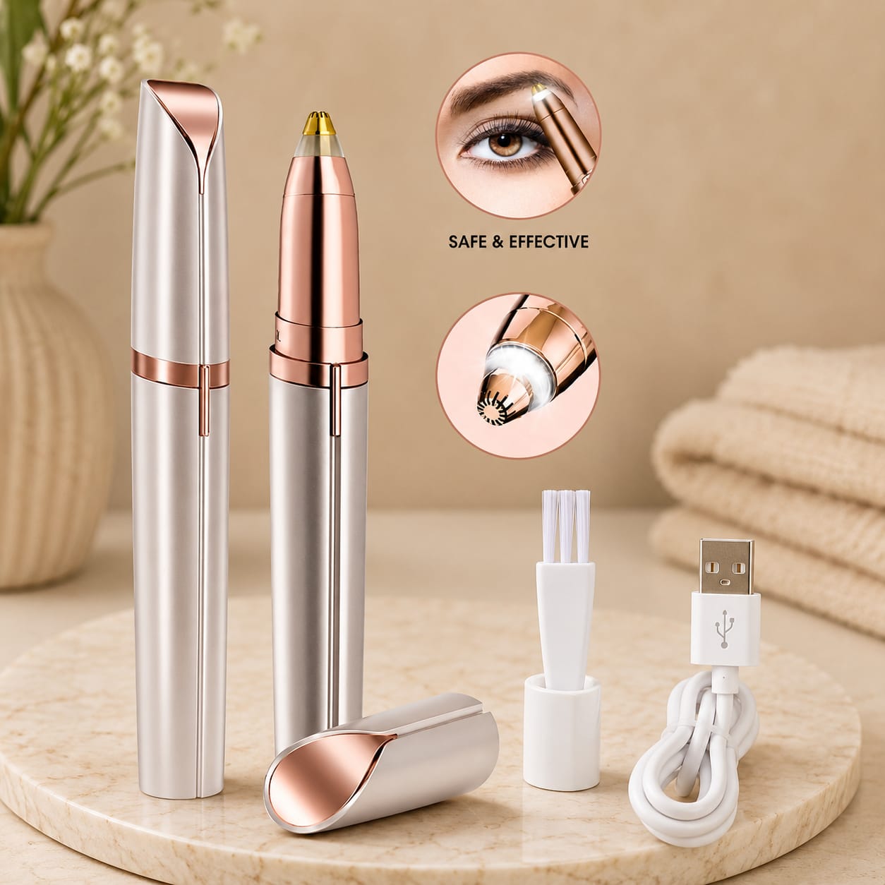 Rechargeable Electric Eyebrow & Facial Hair Remover for Women