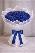 Royal Blue Rose Bouquet with Crown (Luxury Floral Arrangement)