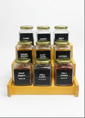 9-Piece Glass Spice Jar Set with Wooden Rack