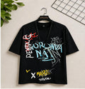 SpikeHues Graffiti Print Streetwear T-Shirt – Black