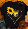 Sunflower Butterfly Graphic Printed T-Shirt (Black)