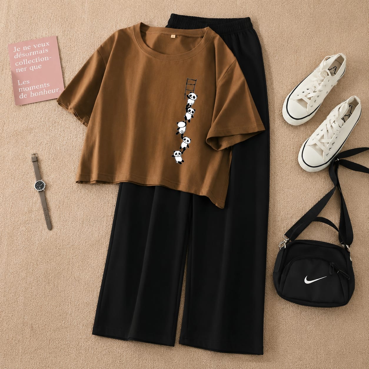 SpikeHues Panda Print Casual Co-ord Set