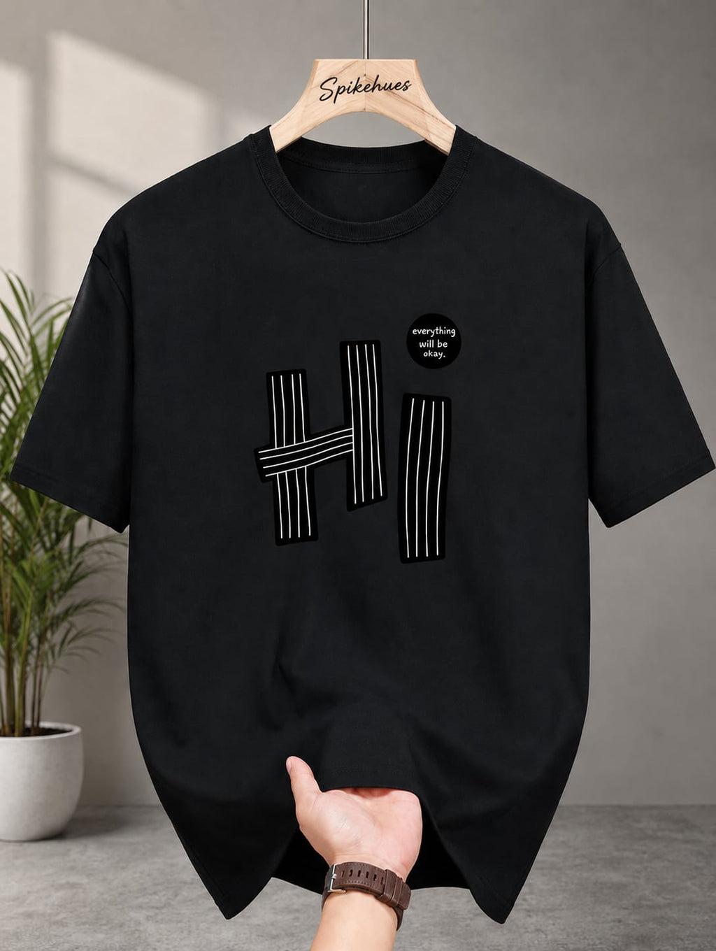 🖤 Spikehues Minimalist Black Graphic T-Shirt