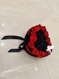 Luxury Red & Black Rose Bouquet Box with Butterfly