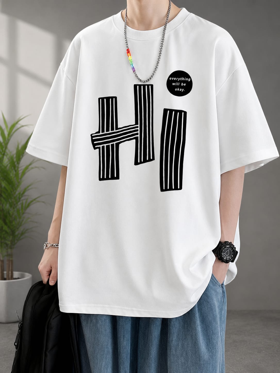 🖤 Spikehues Minimalist Black Graphic T-Shirt
